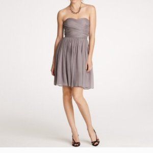 J. Crew 100% Silk Chiffon Arabelle Brown Strapless Cocktail Dress Size 8